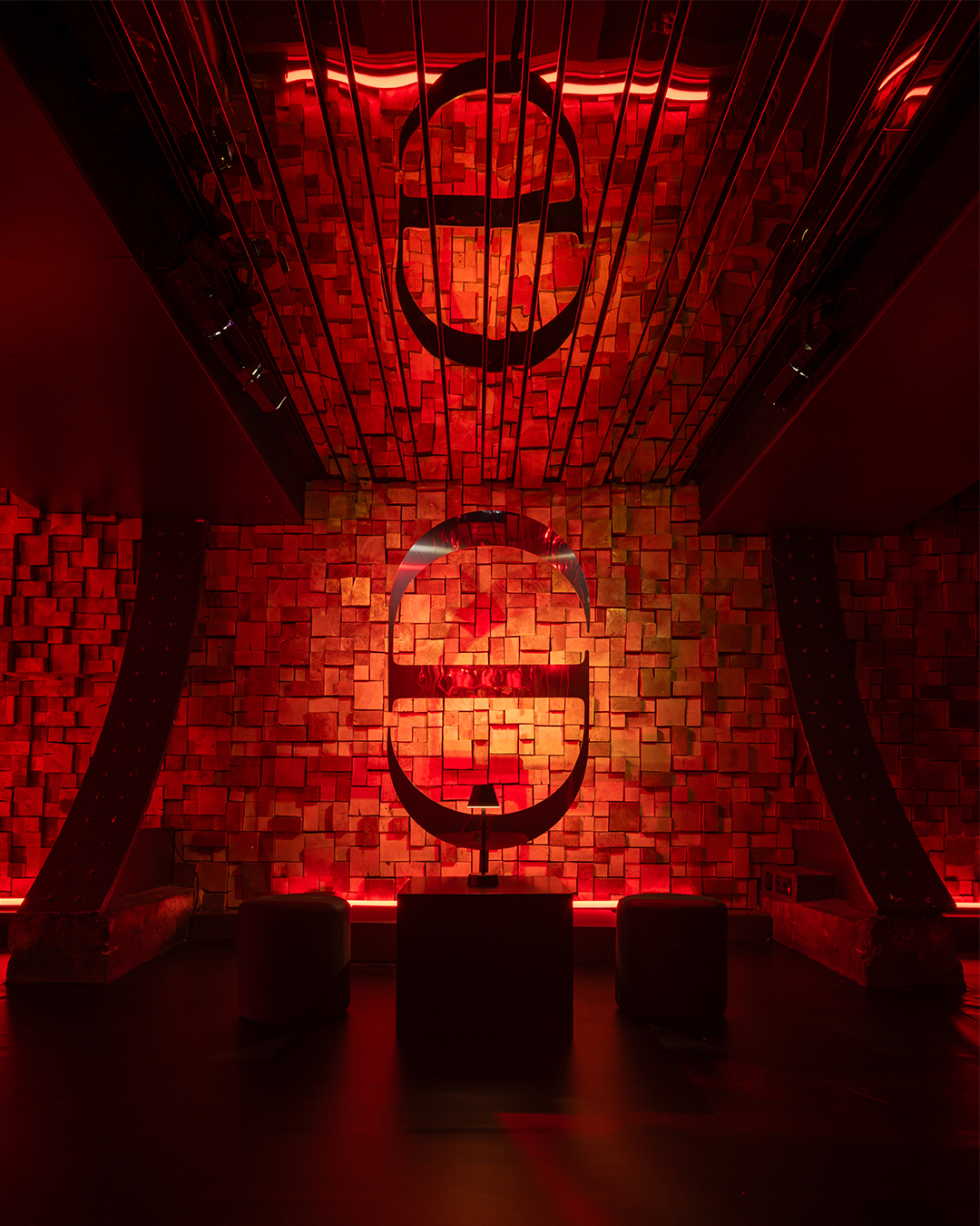 Lounge with Dior branded sign at Silencio Club in Paris