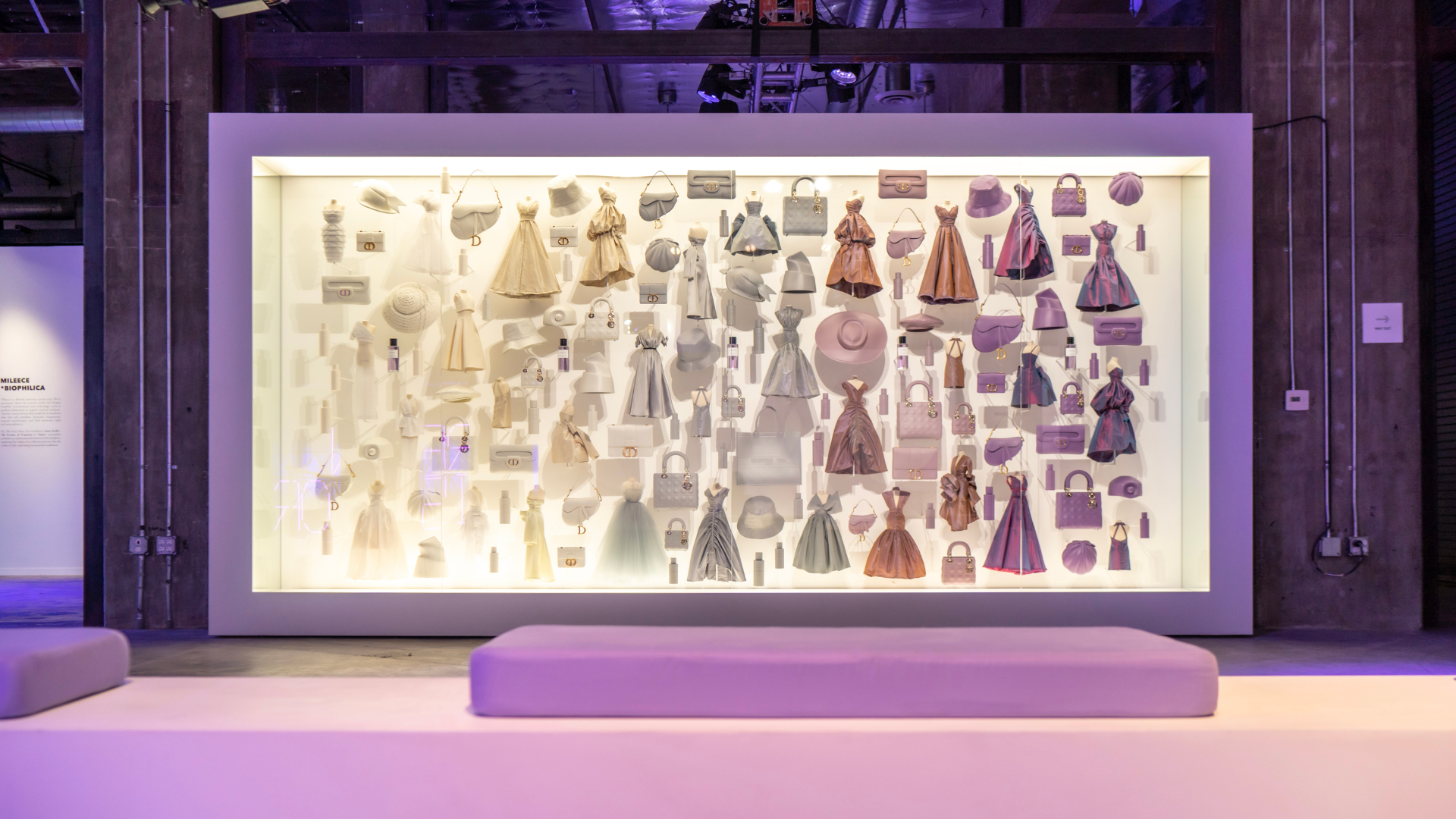 Dior Colorama wall with Gris Dior colors at Dior Grey Zone exhibition in Los Angeles.