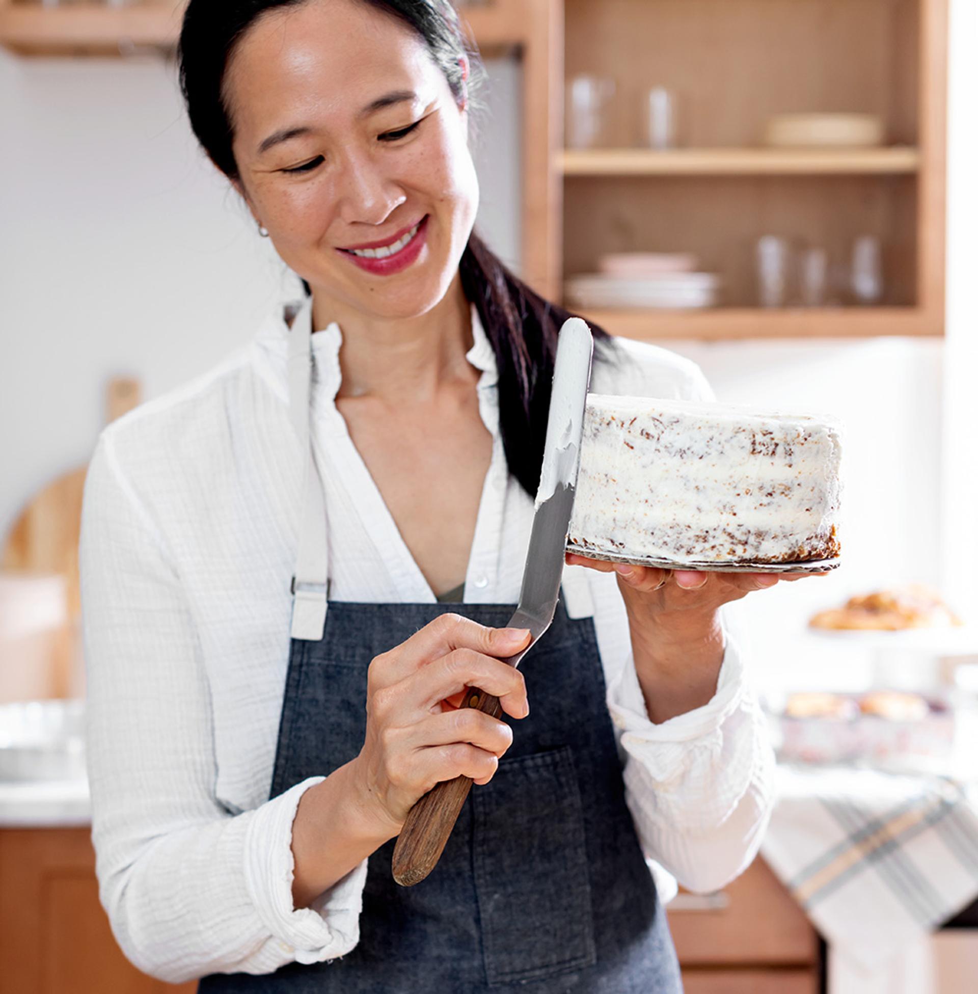 Joanne Chang with a carrot cake