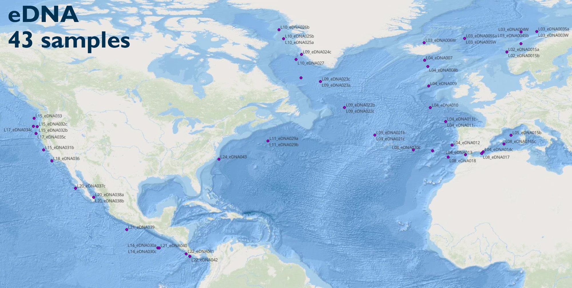 Environmental DNA samples. Map: Natacha Fabregas / OOE