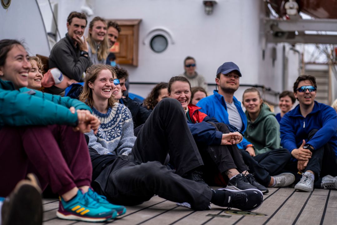 people on the main deck