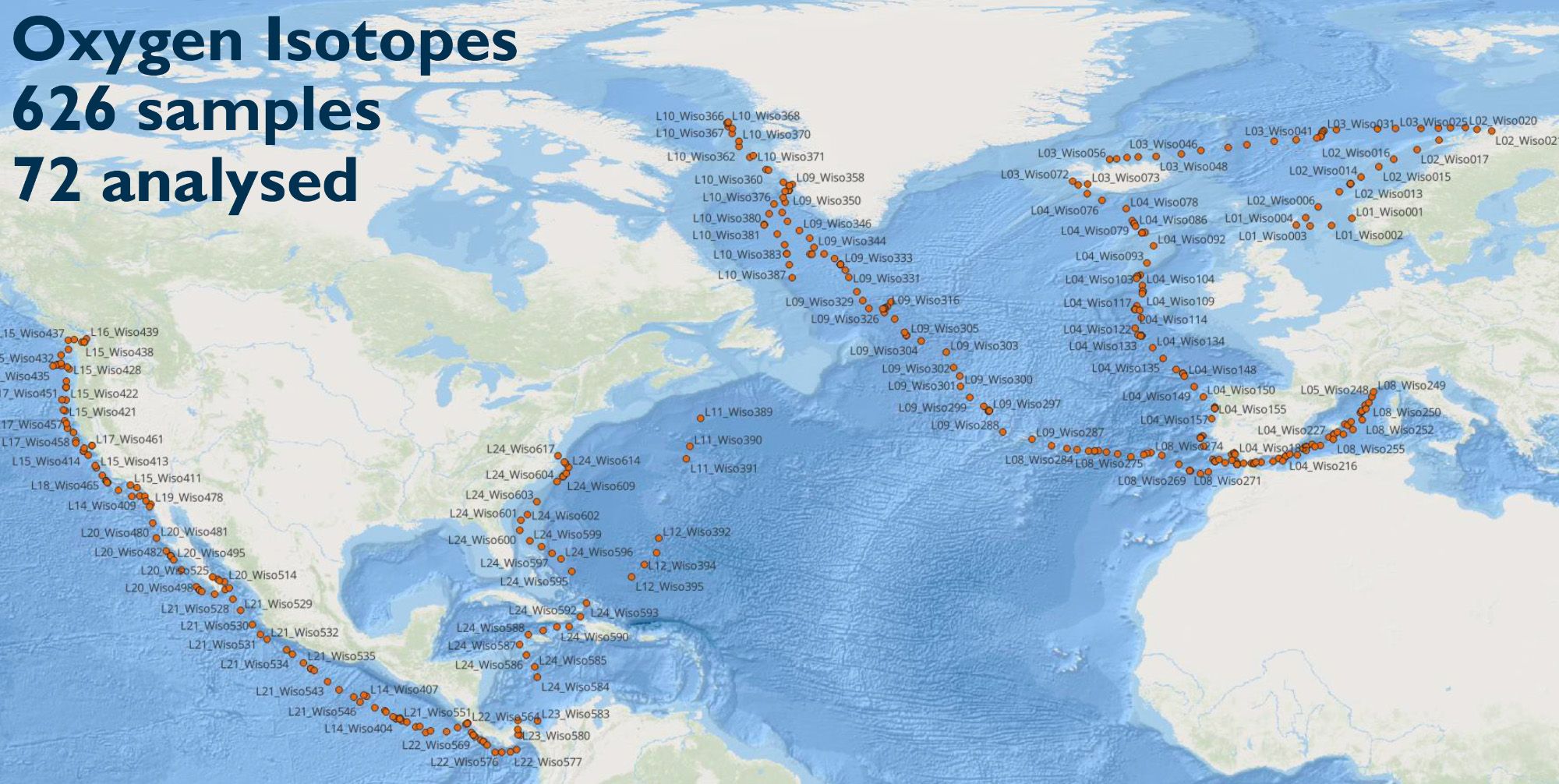Oxygen isotopes samples. Map: Natacha Fabregas / OOE