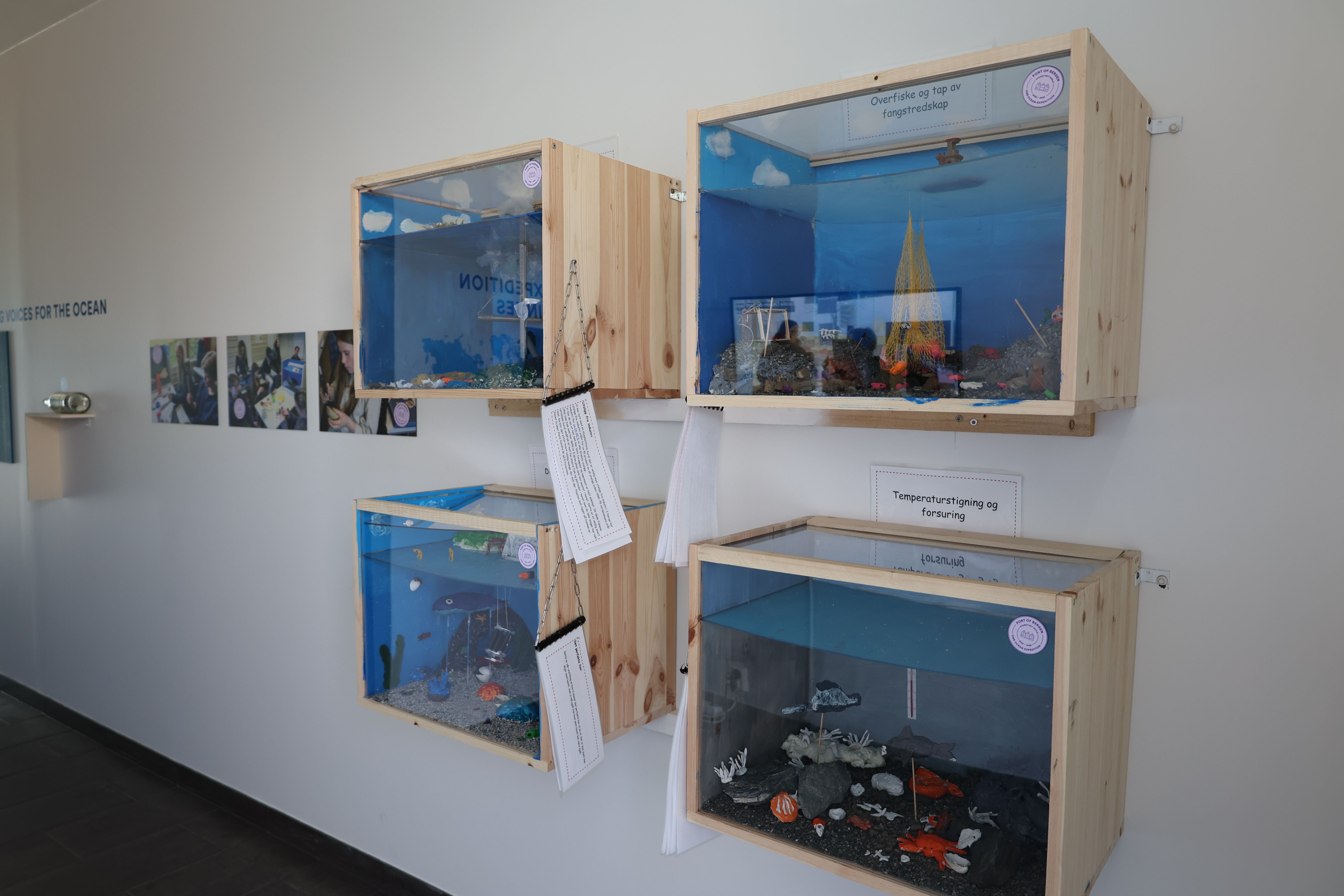 One of the student contributions featured display boxes illustrating different ocean scenarios and challenges.