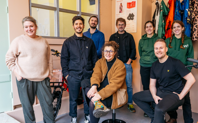 Whee!-teamet representert ved CEO Cathrine Movold, COO Luis Aldana, Tech Lead Ryszard Rzepa, CPO Kari Anne Solfjeld Eid, CDO Anders Hansen, mekaniker Ingrid Nuno, vekst og marked Kenneth Lorentzen