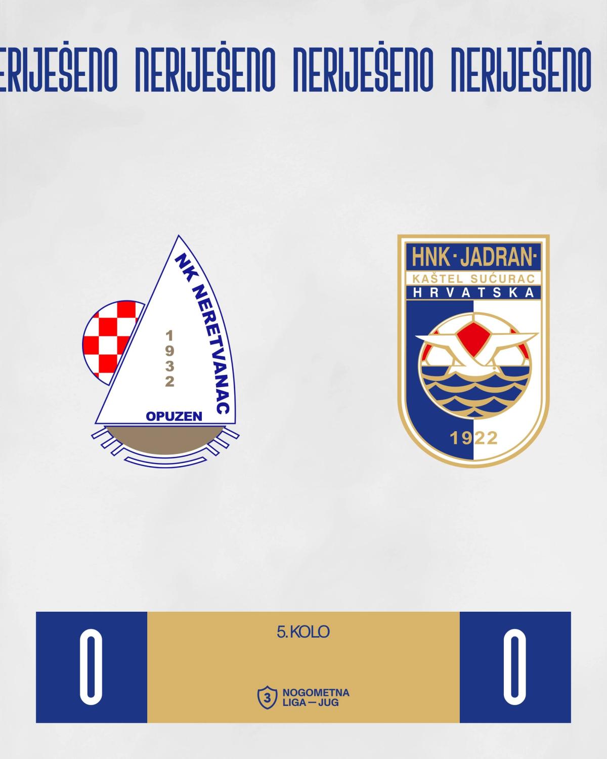 Izvještaj: [5.KOLO] | NK NERETVANAC - HNK JADRAN