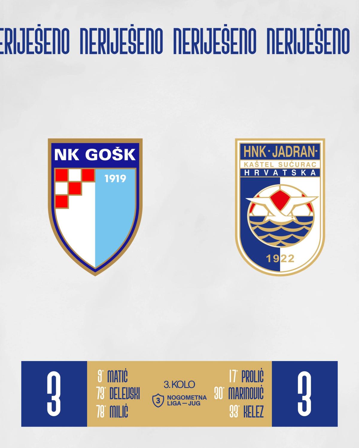 Izvještaj: [3.KOLO] | NK GOŠK DUBROVNIK - HNK JADRAN
