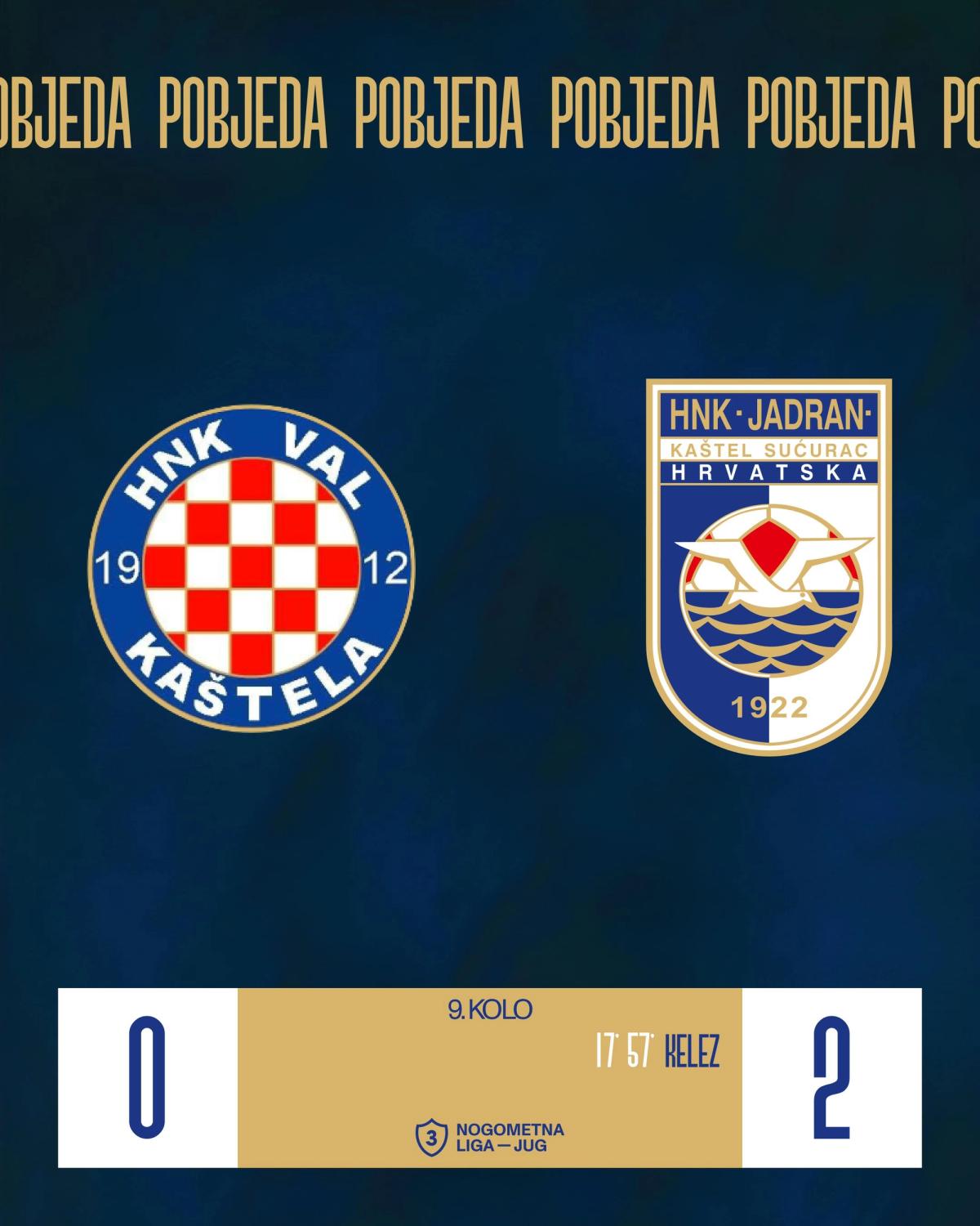 Izvještaj: [9.KOLO] | HNK VAL - HNK JADRAN 0:2