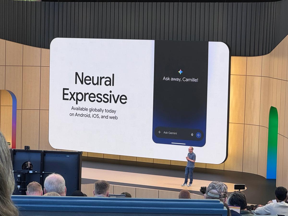 Photo of a presentation from Google I/O on neural expressive