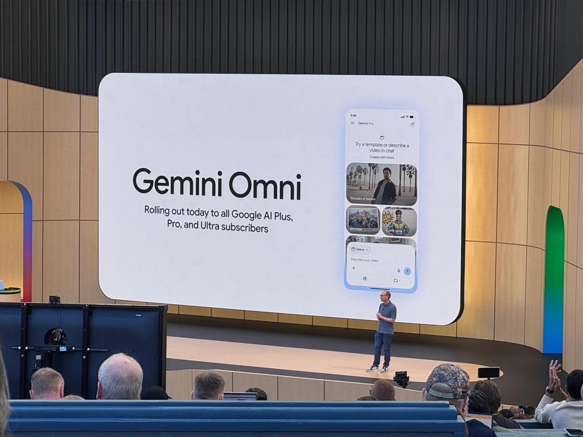 Photo of a live presentation from Google I/O