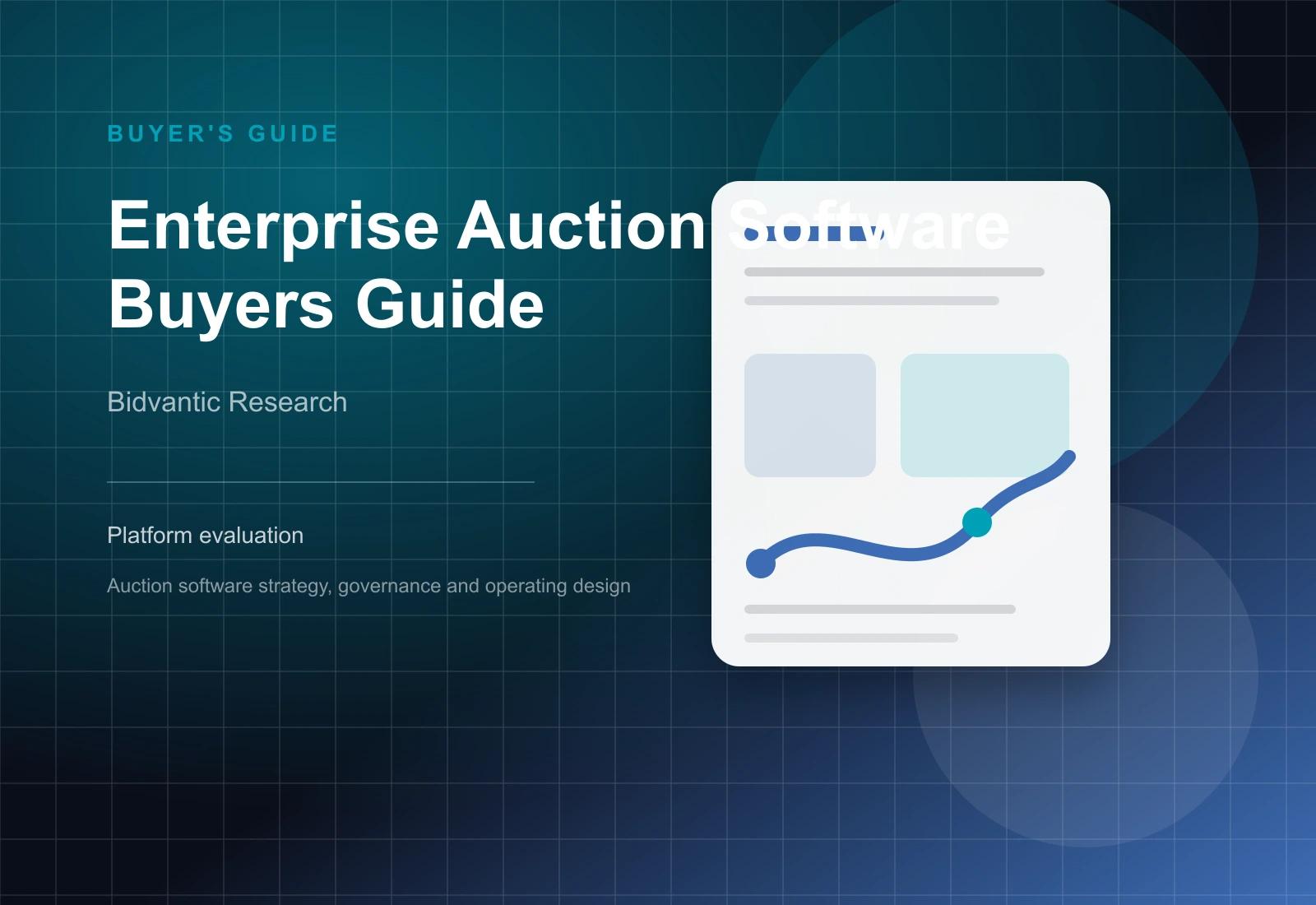 Abstract enterprise auction software buyers guide cover with governance and platform evaluation layers