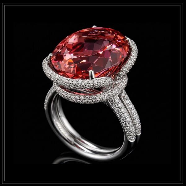 Oval Pink Tourmaline
Set with
Small White Diamonds