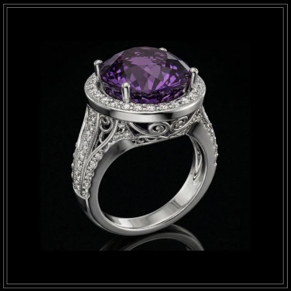 Oval Amethyst
Set with
Small White Diamonds