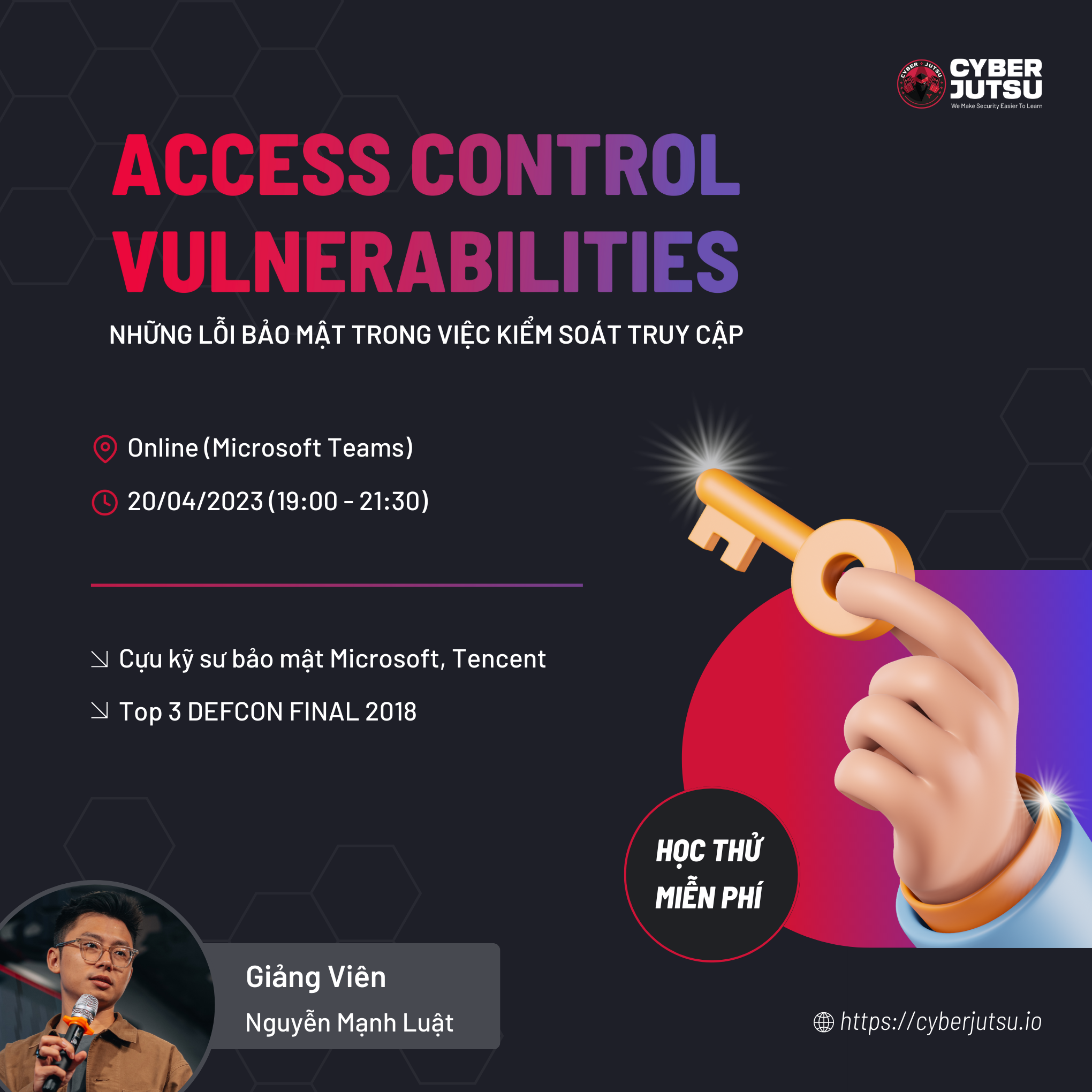 (Form đăng ký) Học thử Pentest miễn phí: Access Control Vulnerabilities (20/04/2023)