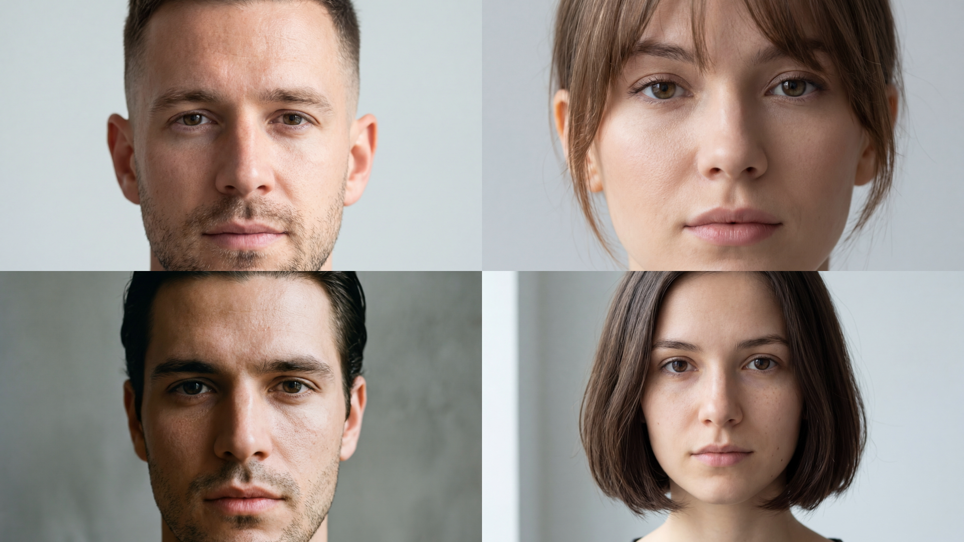 AI hairstyle changer preview collage with four haircut and hairstyle examples