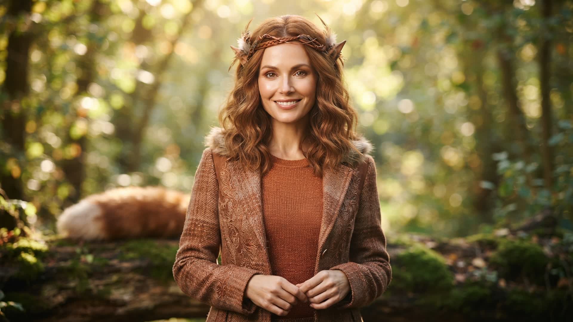 fictional adult in a fox-inspired woodland character portrait