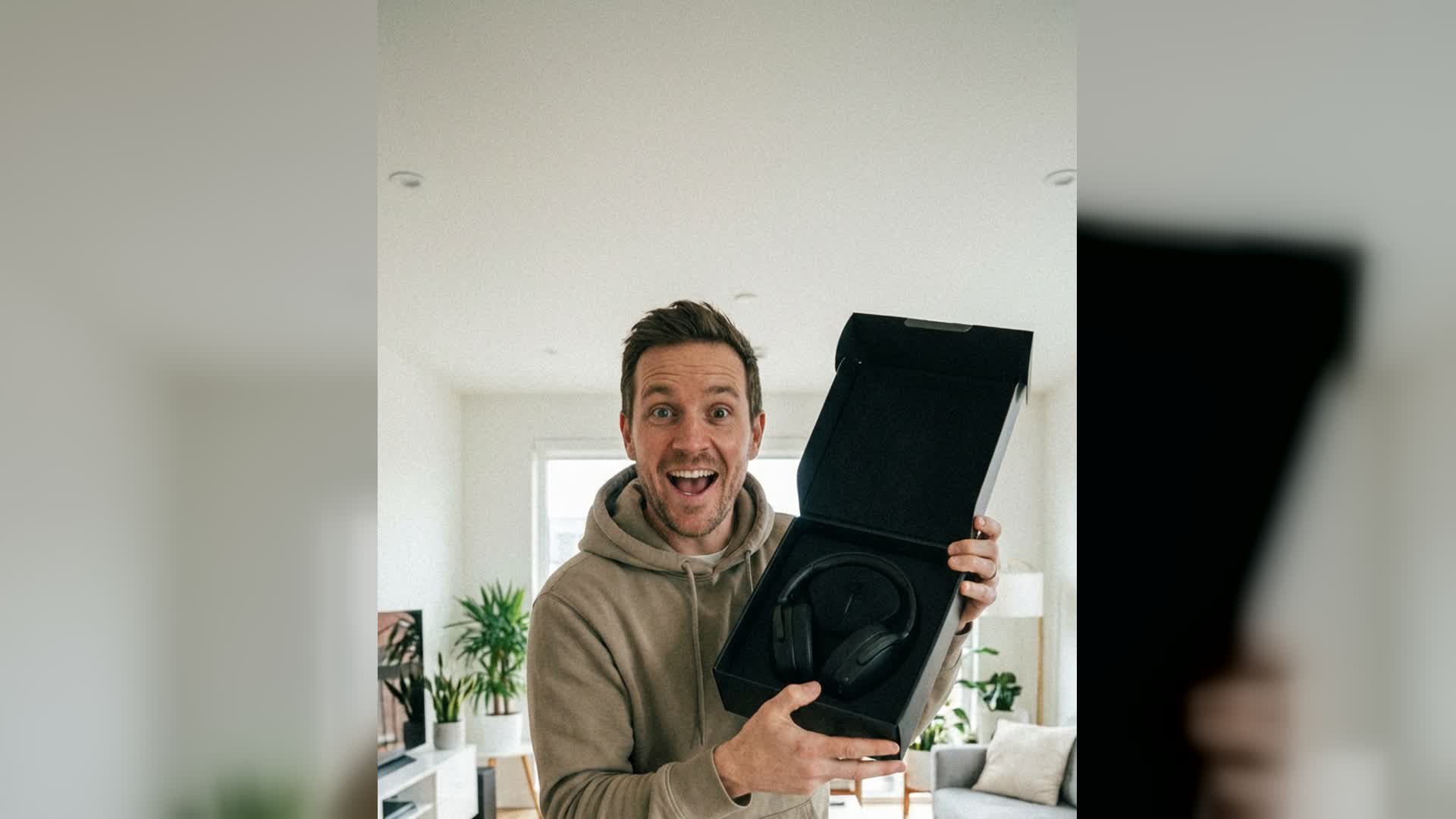 Creator unboxing a product in an imageat-owned AI product video example