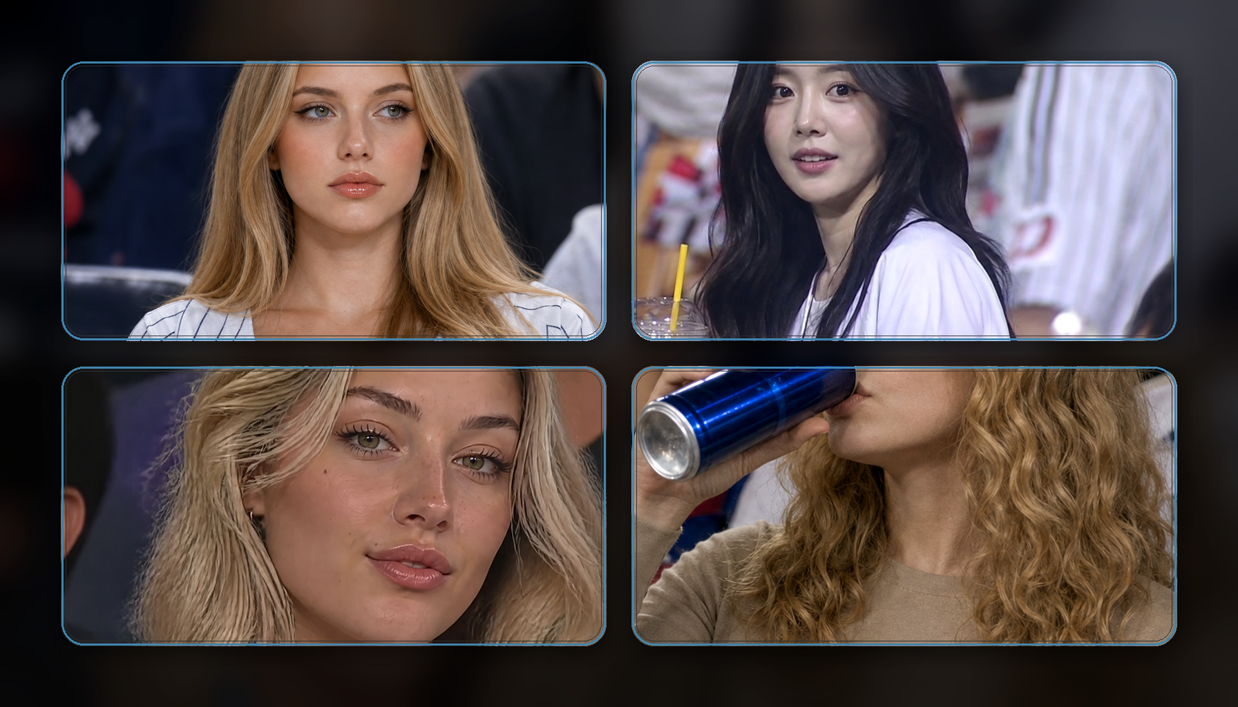 Collage of Imageat stadium fan cam trend examples in a sports broadcast style