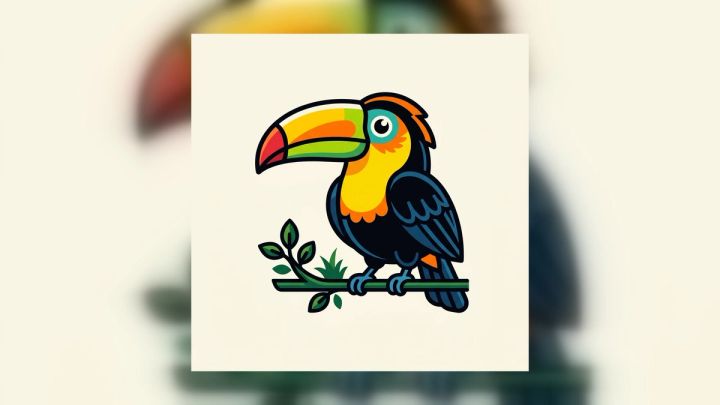 Colorful flat-vector toucan example for a guide to converting PNG images into scalable SVG paths