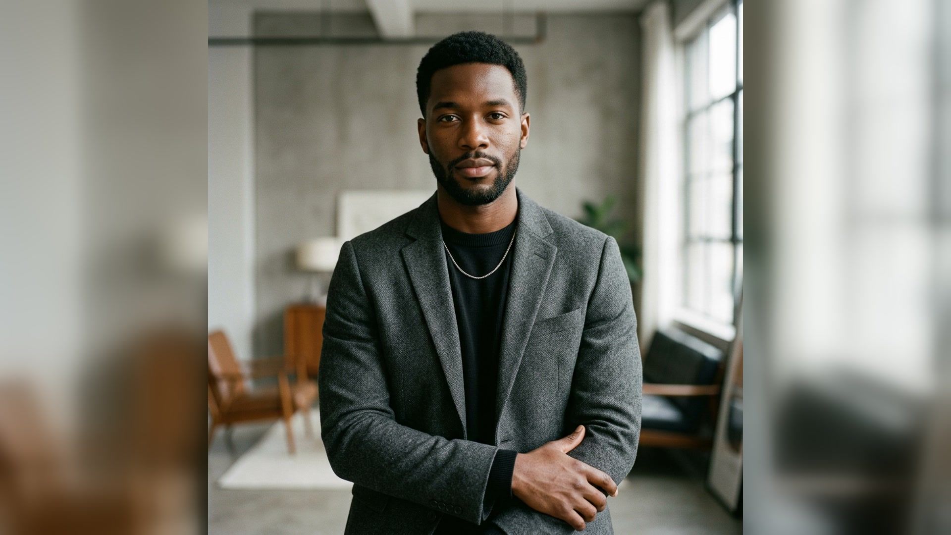 adult man in a polished model portfolio portrait