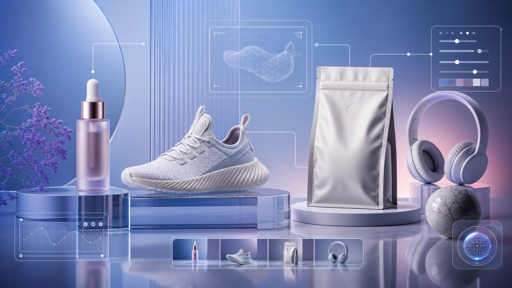 AI product campaign scene with consistent packaging and visual controls