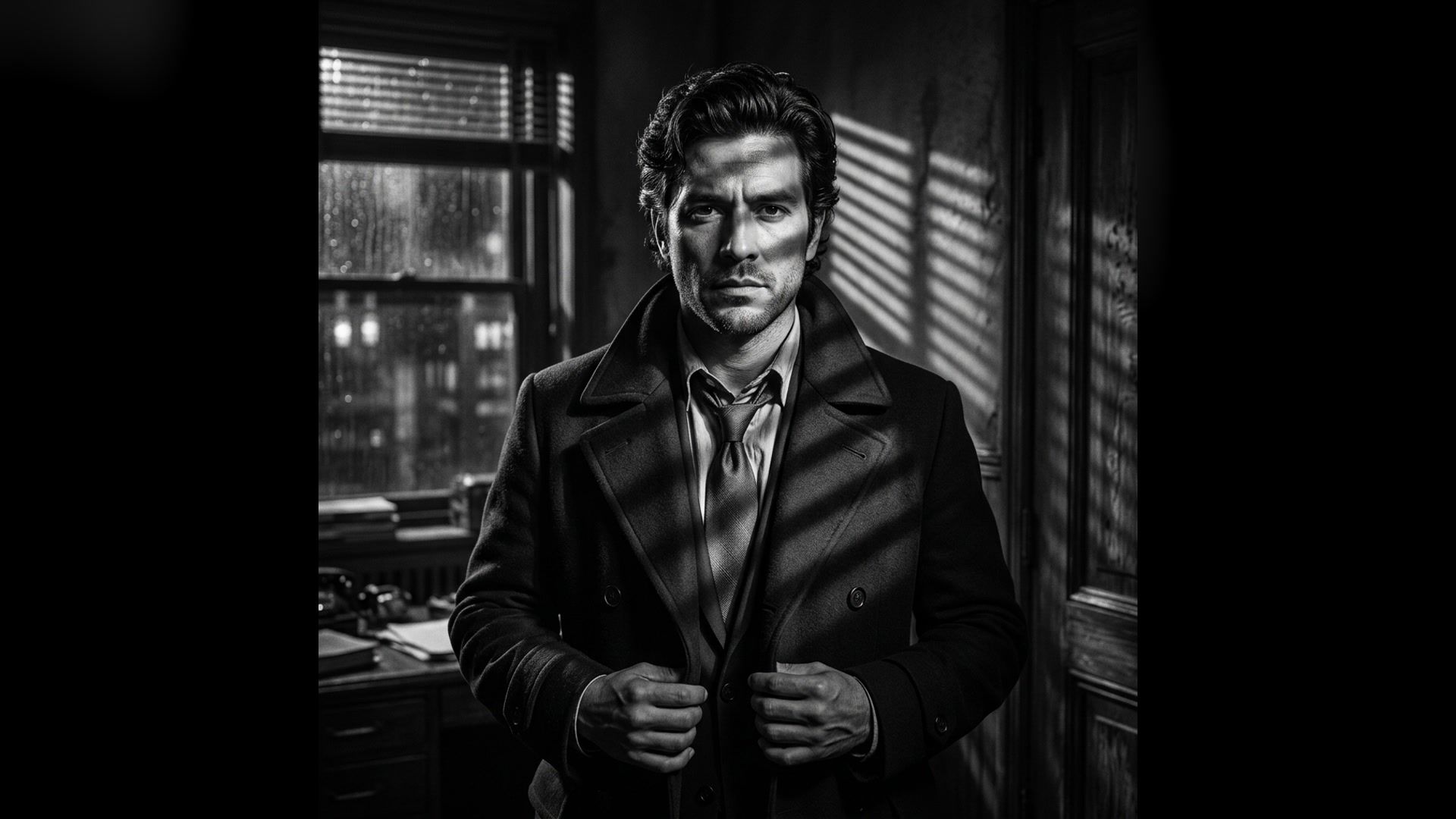 1950s film noir portrait from the imageat Film Noir Photo Generator