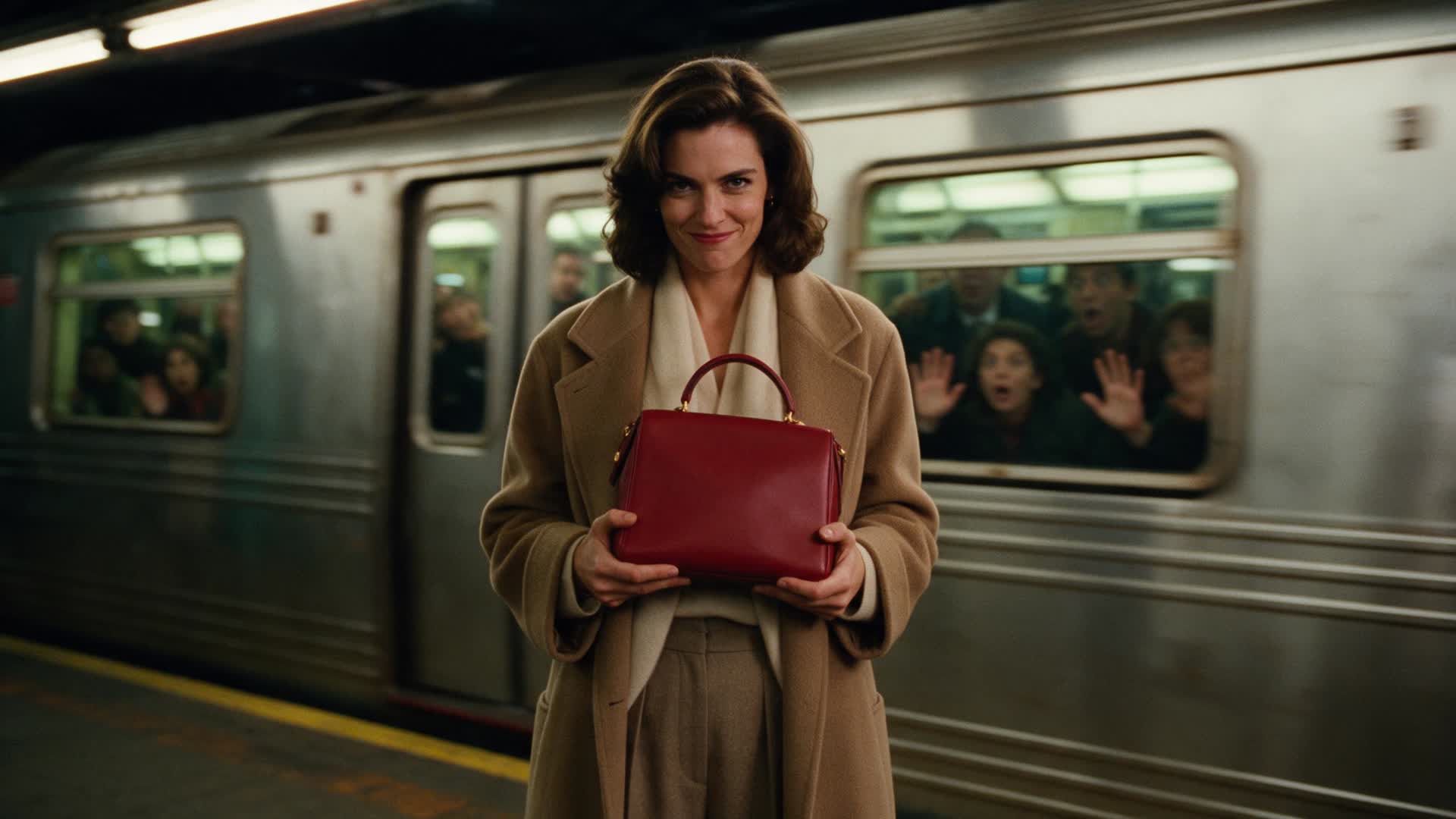 Cinematic subway freeze product video scene created with imageat