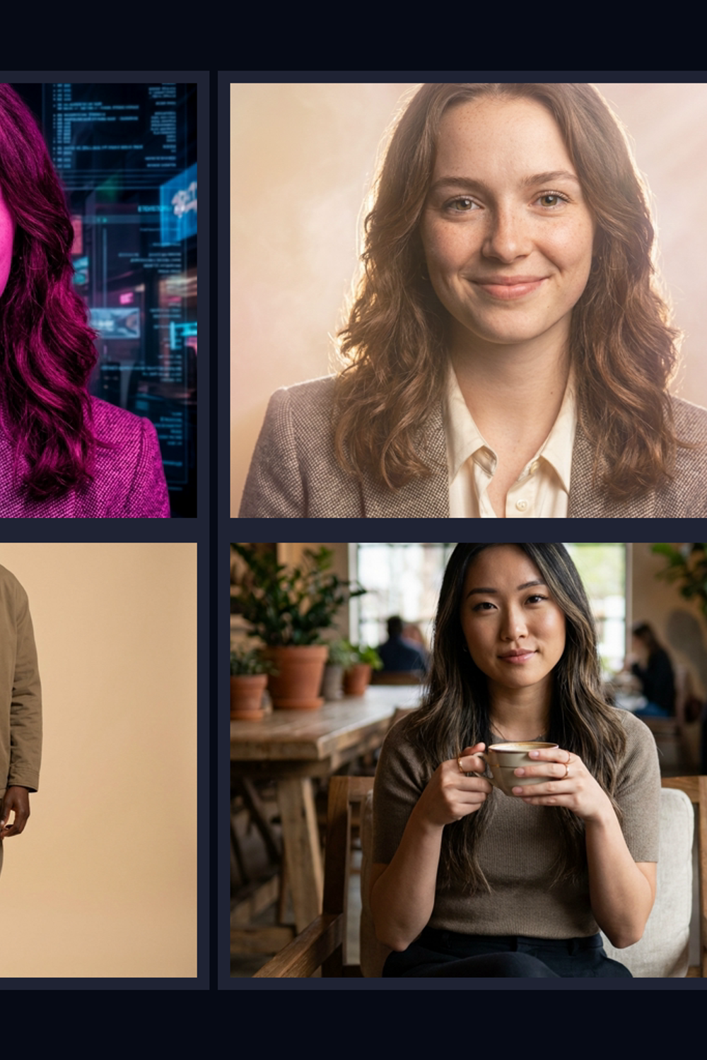 Collage of AI image examples created from Imageat-owned model page visuals