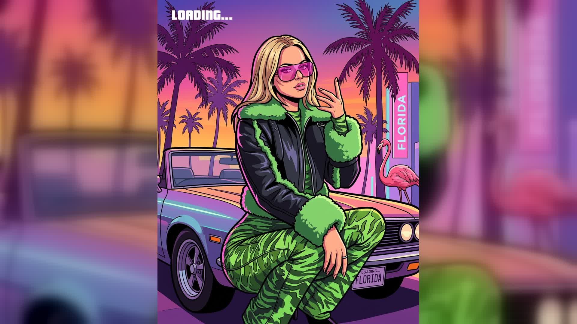 imageat GTA 6 AI photo generator Ocean Drive Illustration style example