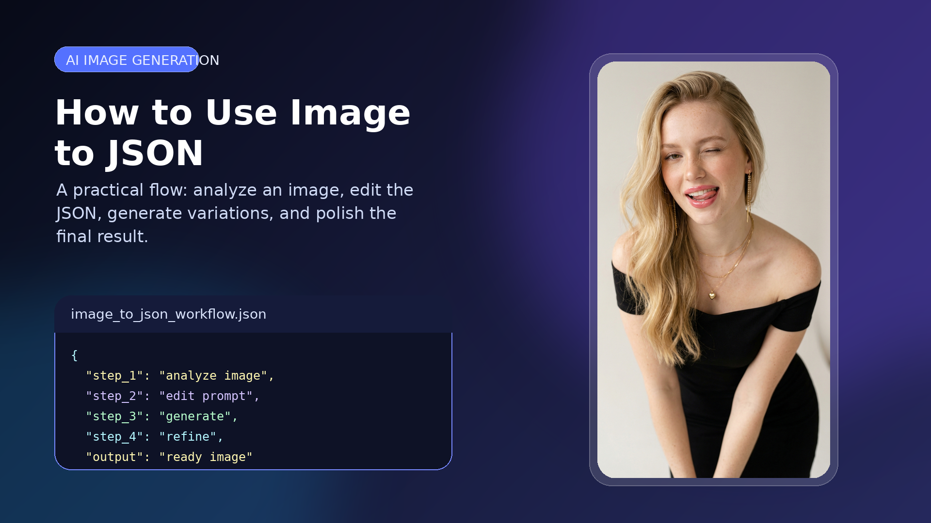 How to use Image to JSON for AI image generation workflow on Imageat