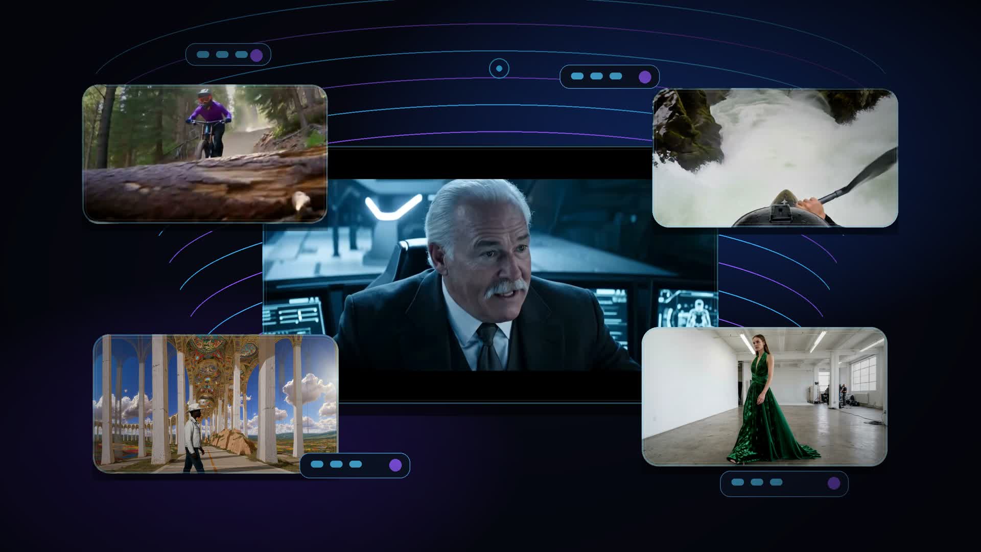 imageat-owned multi-shot AI video collage illustrating a faceless YouTube production workflow