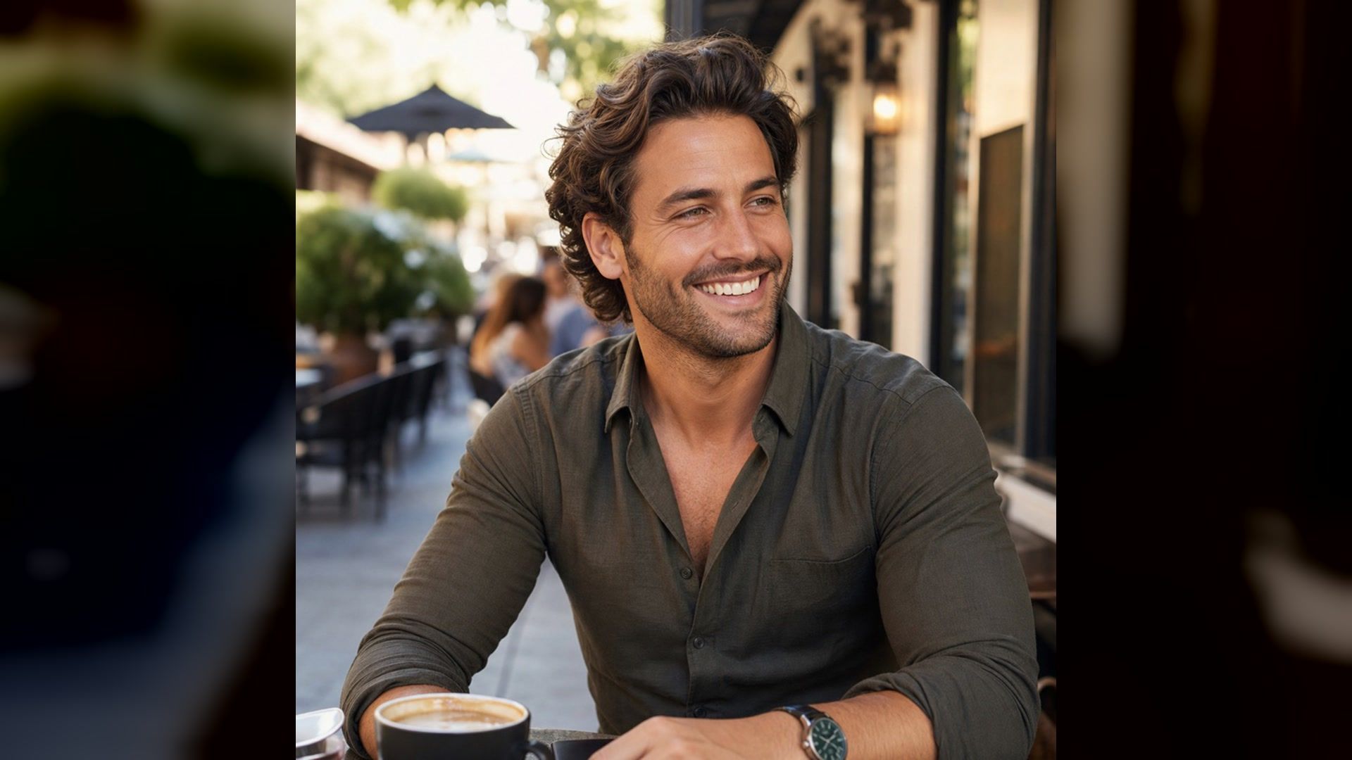 Coffee date portrait from the imageat Tinder photo pack