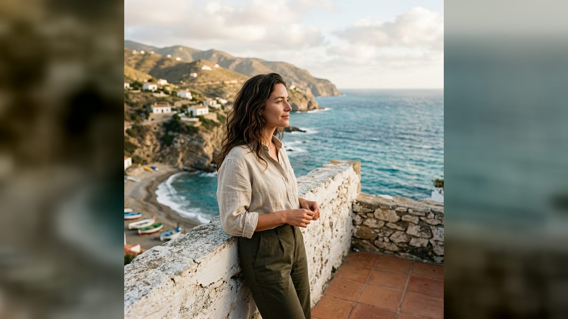 Coastal travel portrait generated from a selfie with imageat