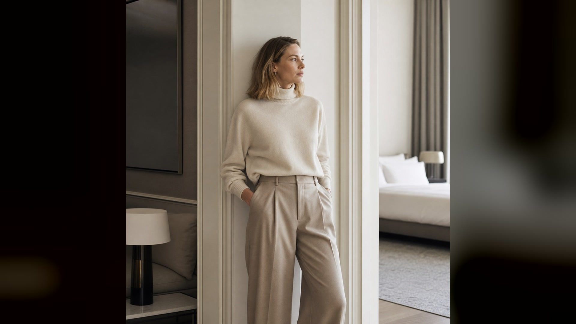 Refined hotel portrait from the imageat Quiet Luxury Photo Generator