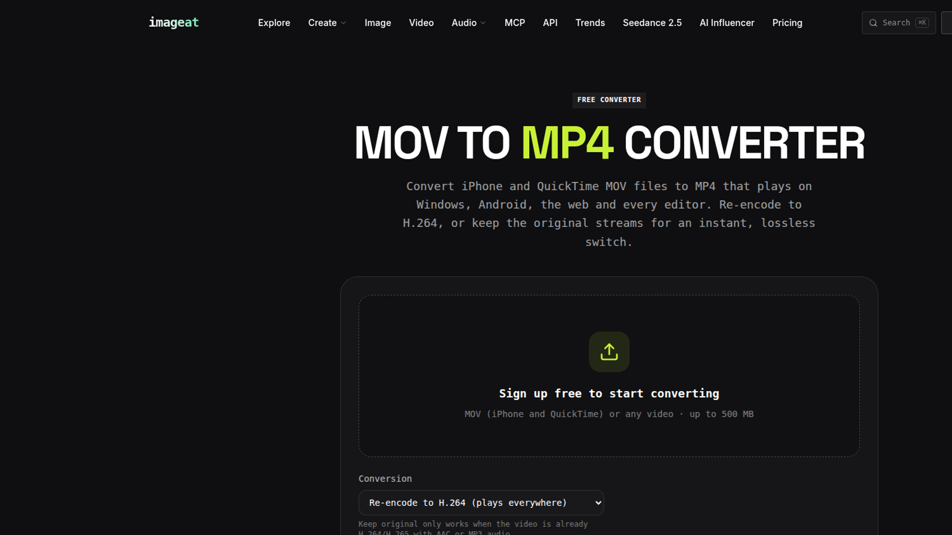 imageat MOV to MP4 converter for iPhone and QuickTime video