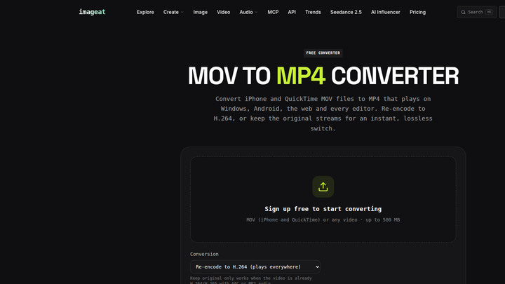 imageat MOV to MP4 converter for iPhone and QuickTime video