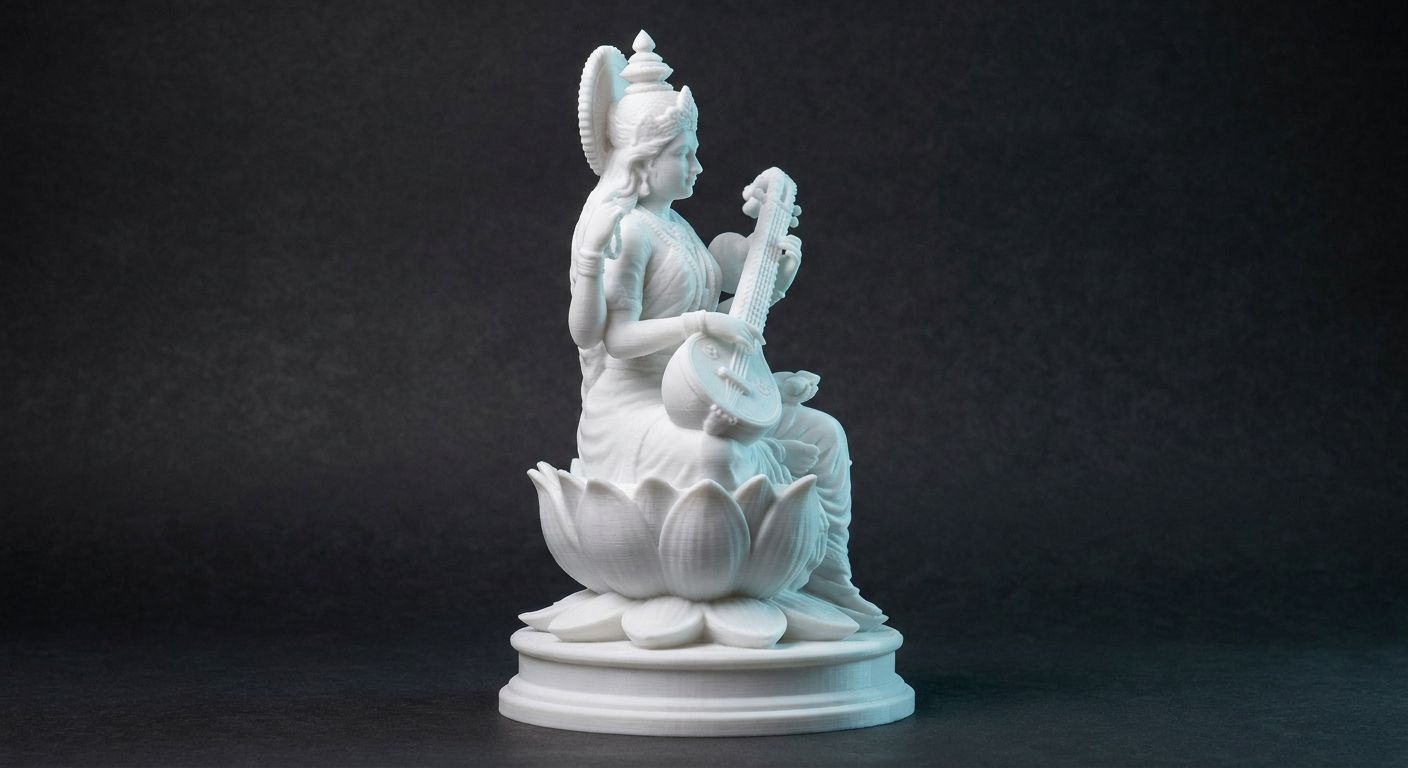Goddess Saraswati with Veena 3D Idol view 3