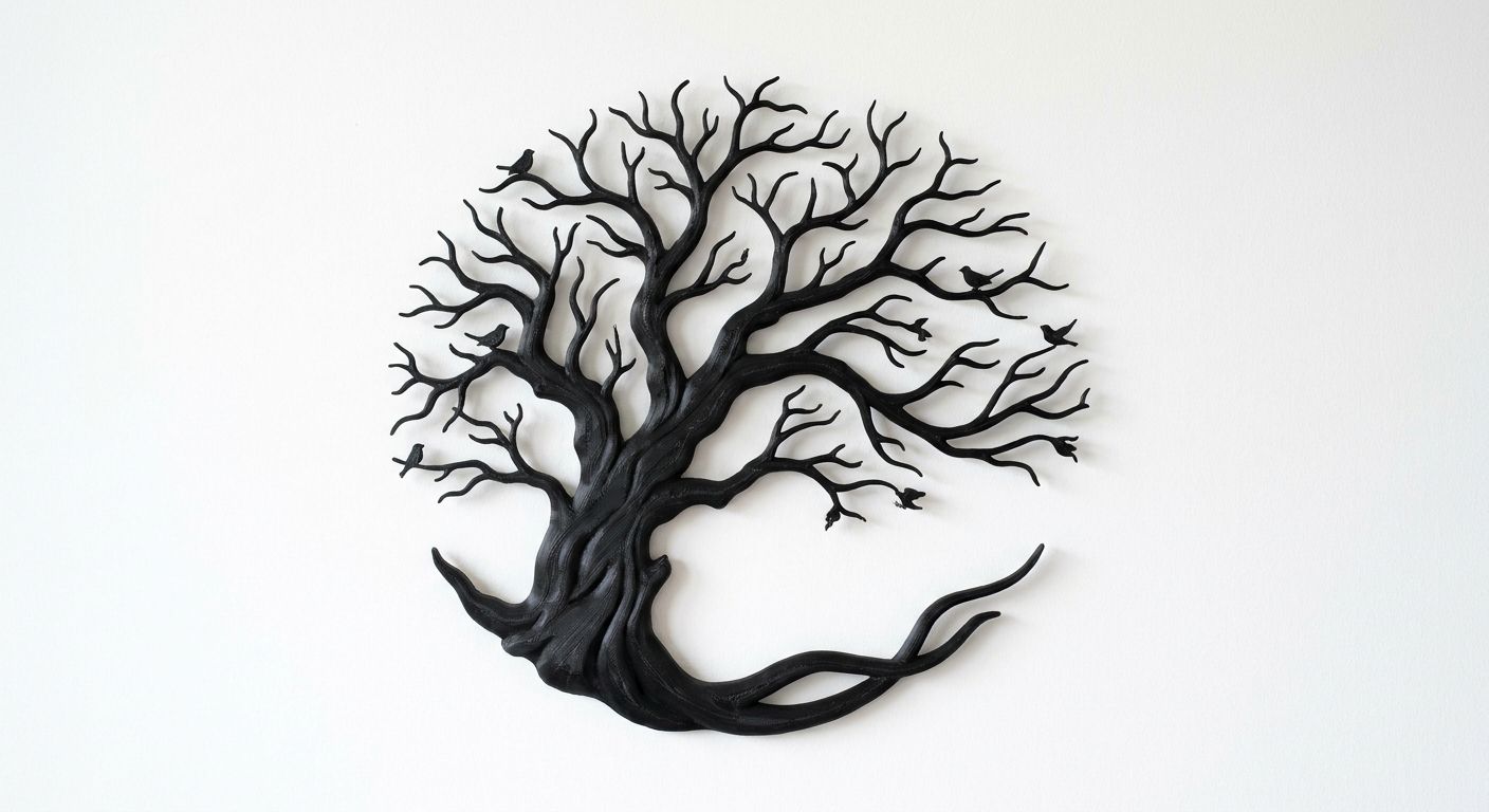 Tree of Life Silhouette 3D Printed Wall Art