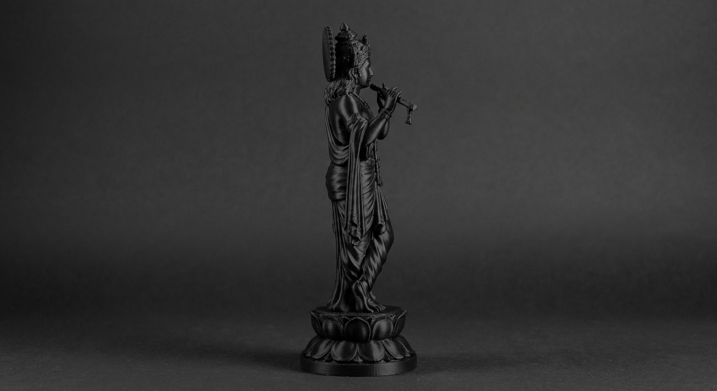 Lord Krishna Playing Flute 3D Idol view 3