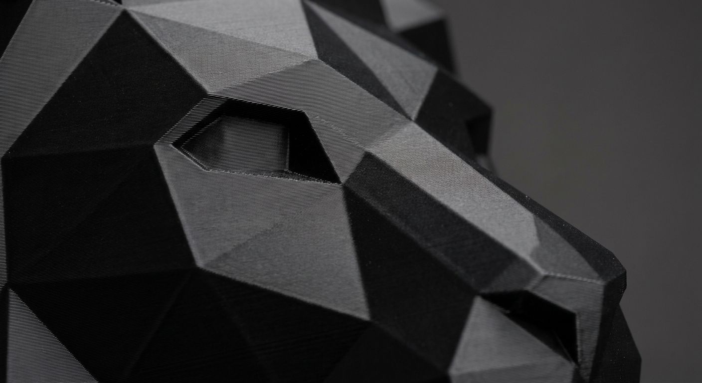 Geometric Lion Head 3D Printed Wall Art view 3