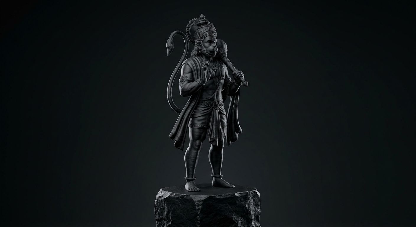 Lord Hanuman Standing 3D Idol view 2
