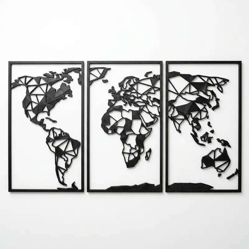 Minimalist World Map Wall Panels