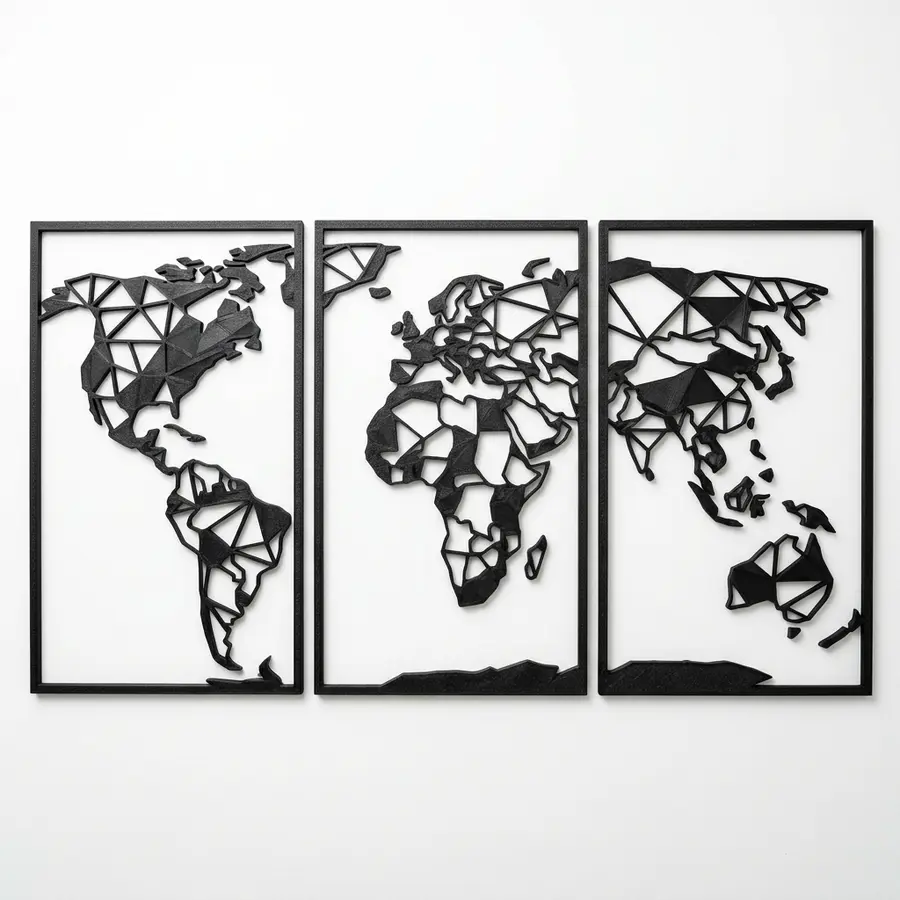 Minimalist World Map Wall Panels
