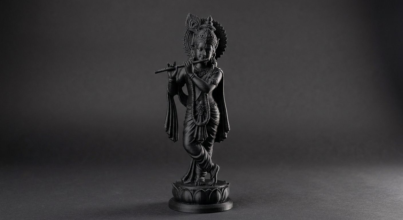 Lord Krishna Playing Flute 3D Idol view 2