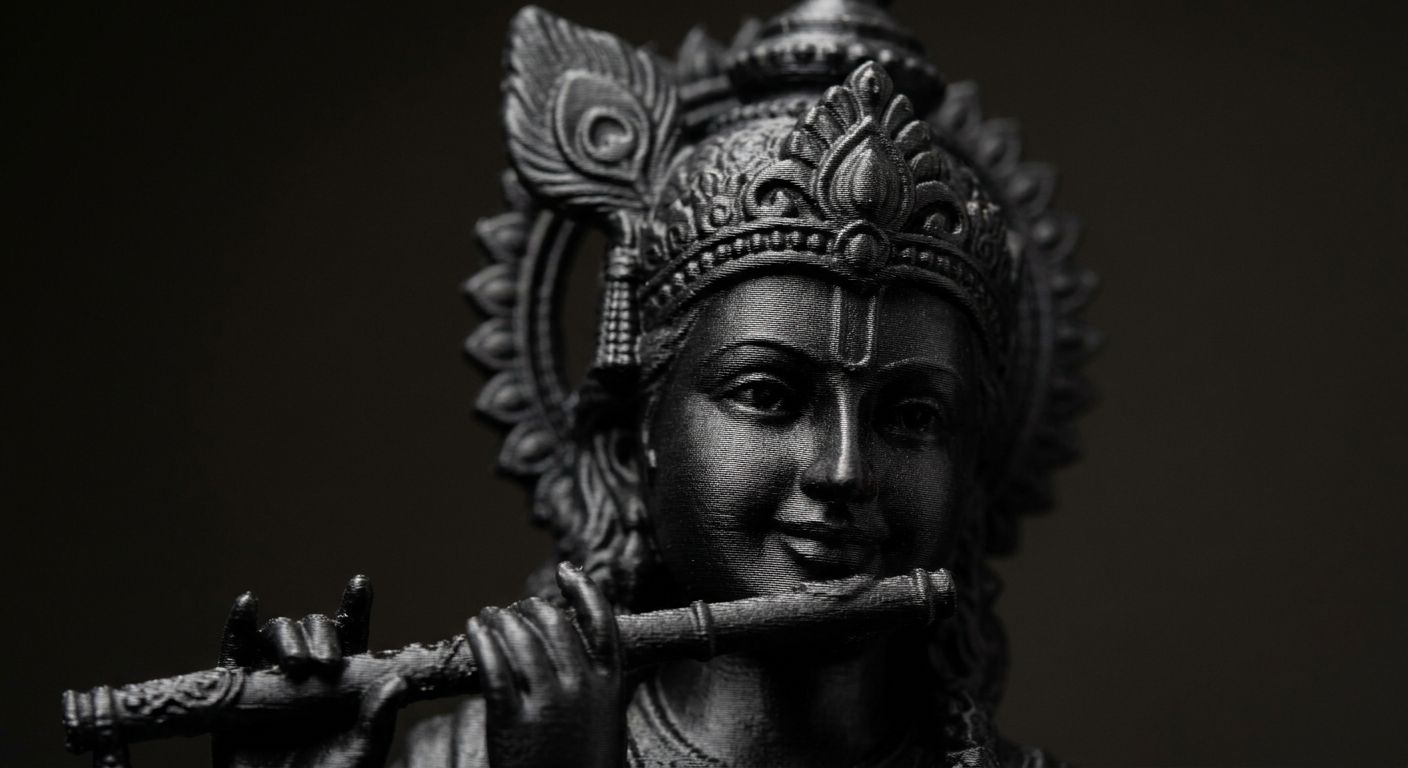 Lord Krishna Playing Flute 3D Idol view 4