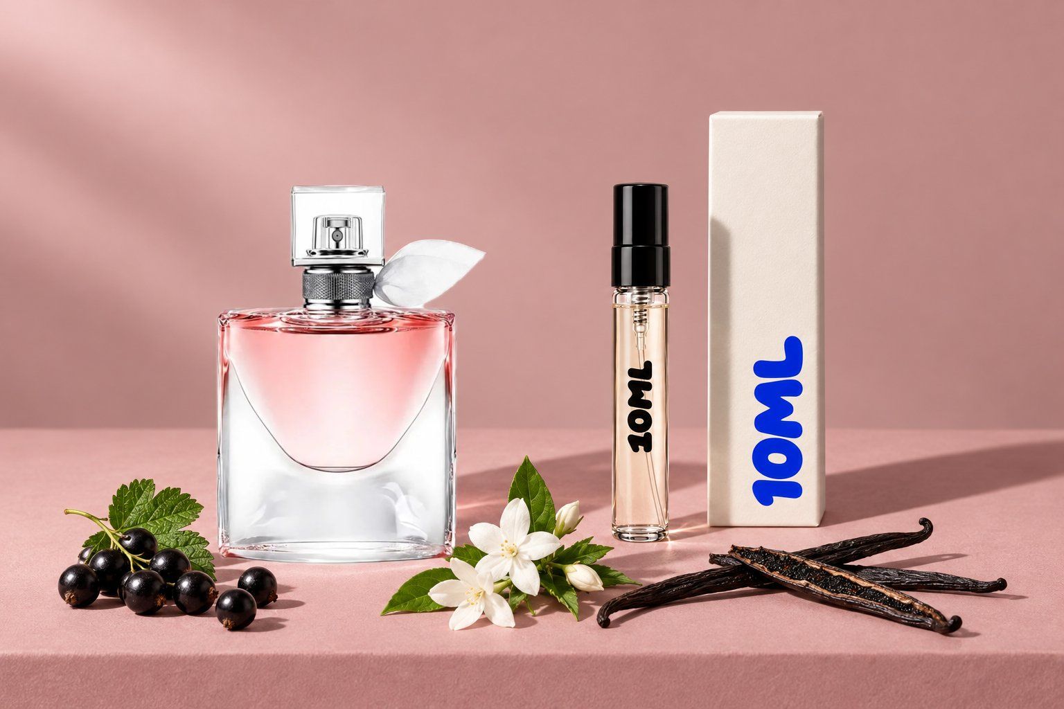 La Vie Est Belle by Lancôme next to a 10ML decant, with blackcurrant, jasmine and vanilla, its key notes