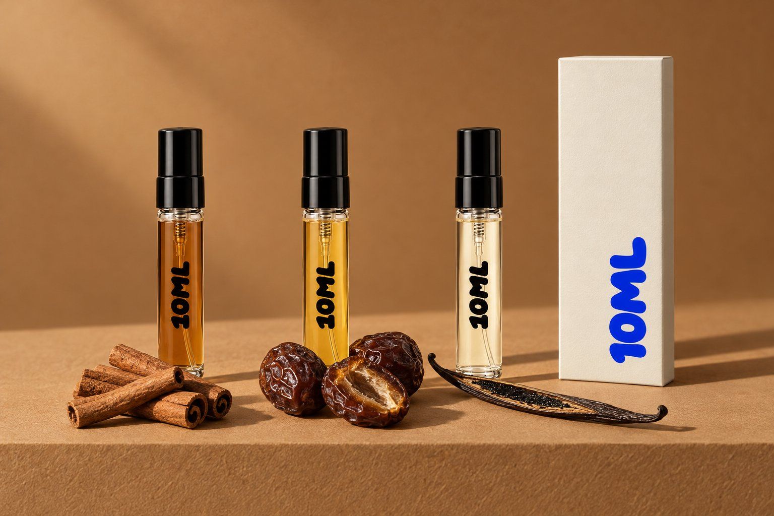 Three 10ML 3ml decants with cinnamon bark, dried dates and a vanilla pod, the notes of the Lattafa perfumes