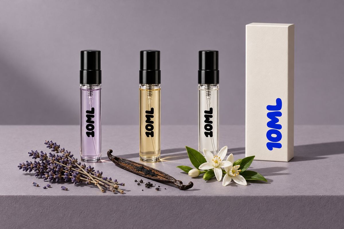 Three 10ML 3ml decants with dried lavender, a vanilla pod and white orange blossom, the notes of the Yves Saint Laurent perfumes
