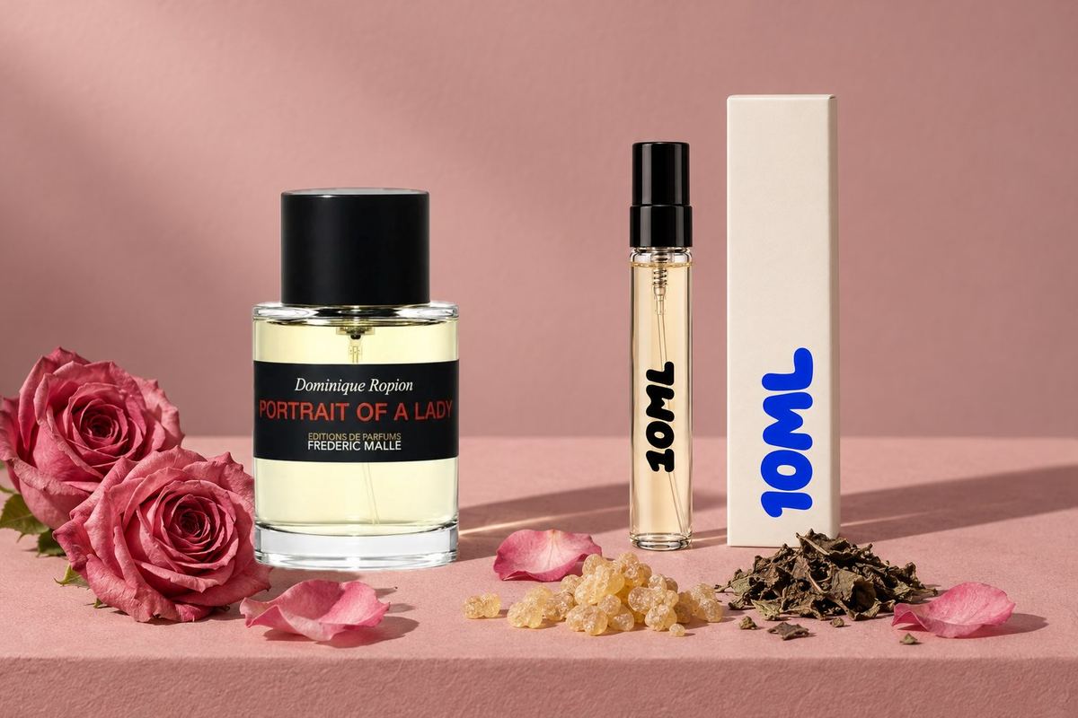 Portrait of a Lady od Frederic Malle vedle odstřiku 10ML, s růží, kadidlem a pačuli, jeho klíčovými tóny