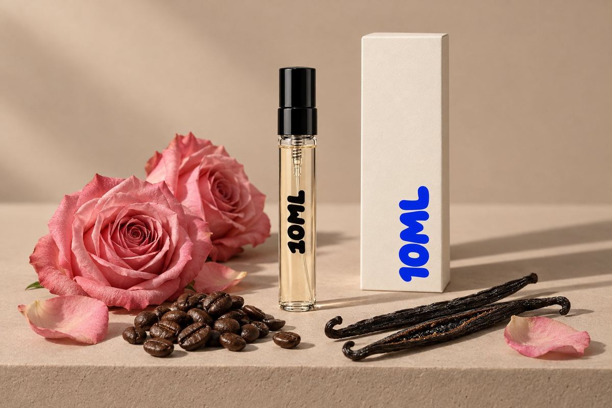 Un decant de 10ML de Intense Cafe de Montale con café, rosa y vainilla, sus notas principales