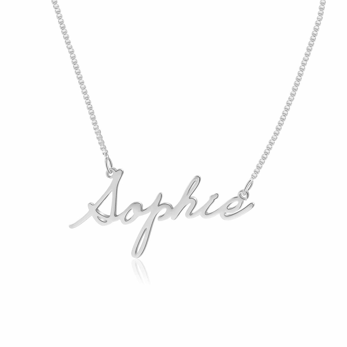 A collection of personalized name necklaces in script, block and Old English fonts